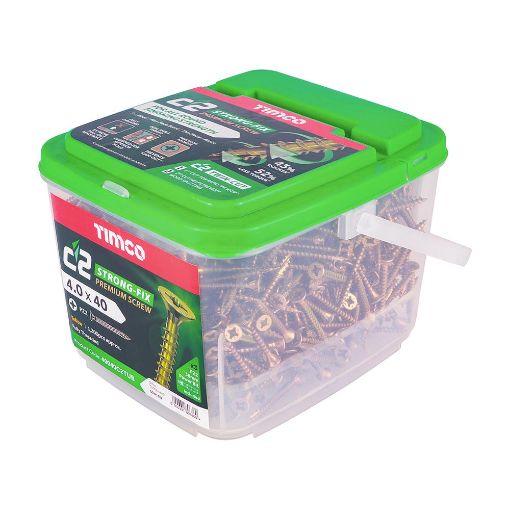 Picture of Timco C2 Strong-Fix PZ Screws Double-Countersunk 4.0x40mm Tub of 1200 Multi-Purpose Screw