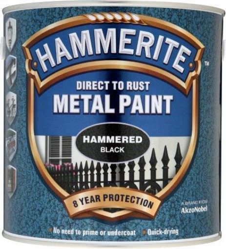 Picture of Hammerite Hammered Black Metal Paint 2.5L Direct To Rust