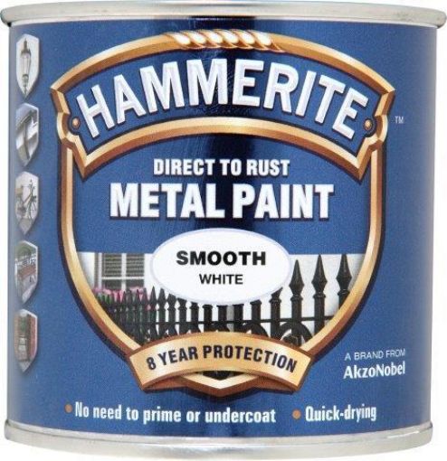 Picture of Hammerite Smooth White Metal Paint 250ml Direct To Rust