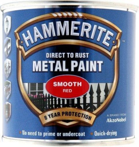 Picture of Hammerite Smooth Red Metal Paint 250ml Direct To Rust