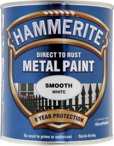 Picture of Hammerite Smooth White Metal Paint 750ml Direct To Rust