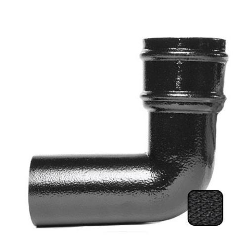 Picture of Alumasc Cast Aluminium Black Round Guttering 76mm 90 Degree Downpipe Bend