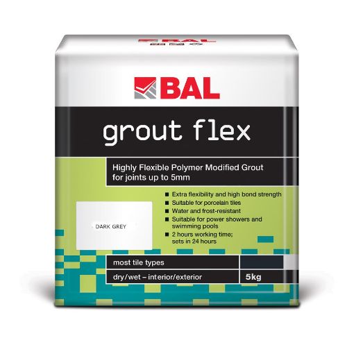 Picture of BAL Flex Dark Grey Wall Tile Grout 5kg Flexible