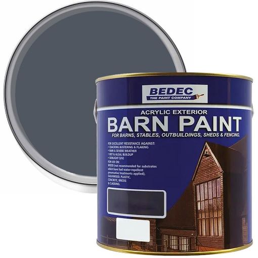 Picture of Bedec Waterbased Acrylic Battleship Grey Barn Paint 5L