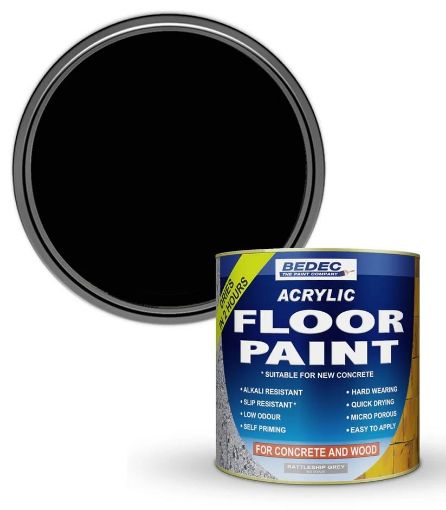 Picture of Bedec Acrylic Base Black Concrete Garage Floor Paint 2.5L