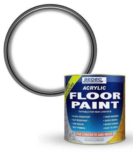 Picture of Bedec Acrylic Base White Concrete Garage Floor Paint 2.5L