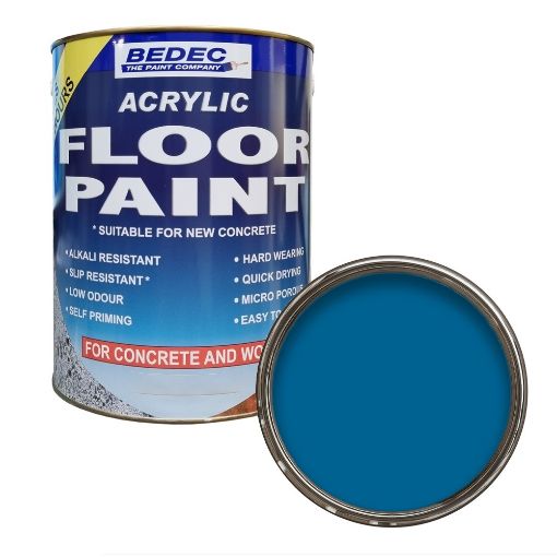 Picture of Bedec Acrylic Base Blue Concrete Garage Floor Paint 2.5L