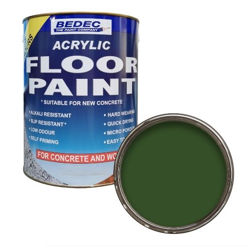 Picture of Bedec Acrylic Base Dark Green Concrete Garage Floor Paint 2.5L