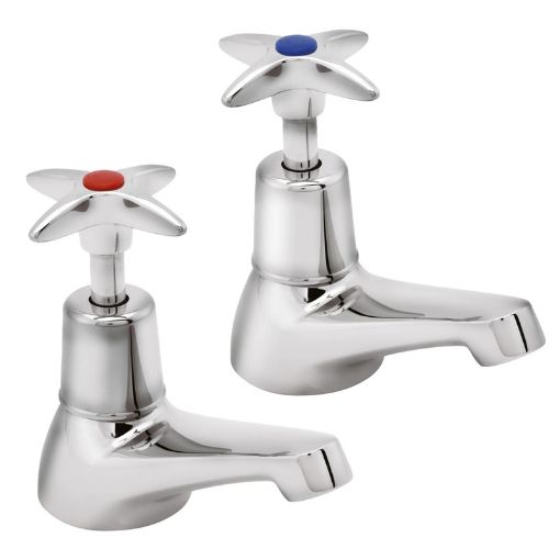 Picture of Deva Cross Handle Basin Taps Chrome Pair